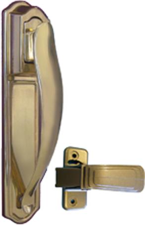 Latch Set, for Screen Door, Pull Handle, Deluxe, Non-Locking, BRIGHT BRASS, Ideal