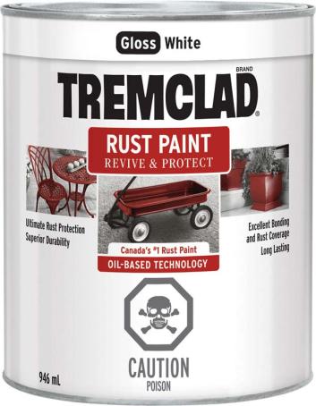 Tremclad Rust Paint, Gloss White, 946 ml