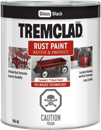 Tremclad Rust Paint, Gloss Black, 946 ml