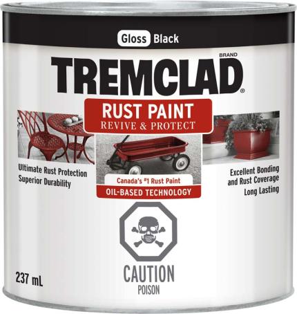 Tremclad Rust Paint, Gloss Black, 237 ml