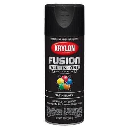 Spray Paint, Krylon Fusion All-In-One, Satin Black, 340 gram