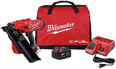 Framing Nailer, Cordless, 30 degree paper-collated nails, w/ Battery, Charger & Bag, Milwaukee M18 FUEL