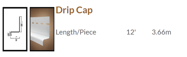 Drip Cap, Vinyl Siding, STRATUS (Grey), Brushed Finish, 12 ft length ...