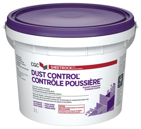 Drywall Compound, Dust Control, 2.6 kg (2 liter) bucket, CGC (purple lid)