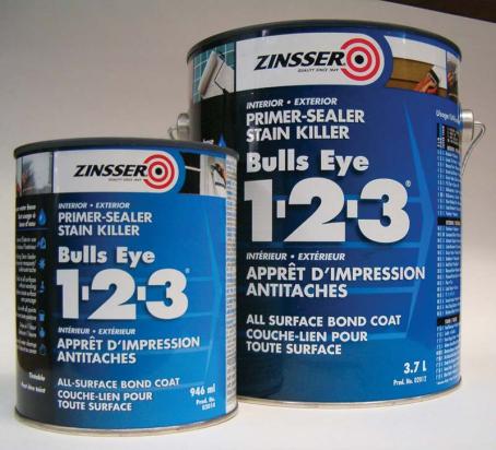 Primer/Sealer, Zinsser Bulls Eye 1-2-3, WHITE, Water-Base, 3.78 liter