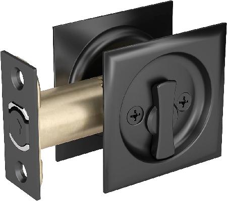 Pocket Door Pull, Privacy, SQUARE - BLACK, Richelieu