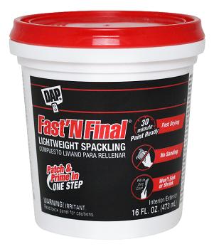 Spackling, DAP FAST & FINAL, Light Weight Interior/Exterior, 473 ml