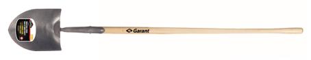 Shovel, Round Solid Point, Long Wood Handle, Garant Professional