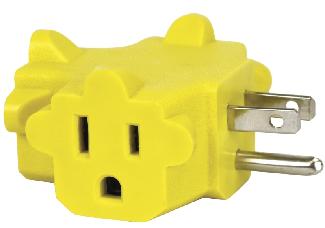 Outlet Tap, 3-Outlet/3-Prong, Heavy Duty, YELLOW, Powerzone