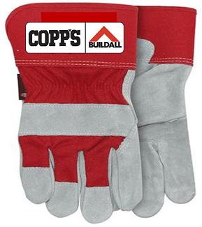 Gloves, Work, Leather Knuckle-Strap, Large, Copp's Logo