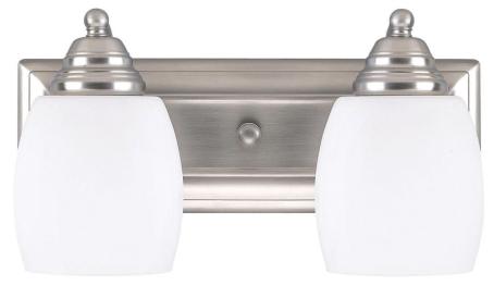 Light Fixture, Vanity Two-Light, BRUSHED PEWTER w/Opal Glass, Canarm 