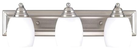 Light Fixture, Vanity Three-Light, BRUSHED PEWTER w/Opal Glass, Canarm 