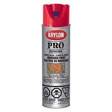 Spray Paint, Krylon Marking, APWA Red, Solvent-Base, Inverted-Spray, 482 gram