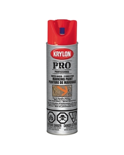 Spray Paint, Krylon Marking, Fluorescent Red, Water-Base, Inverted-Spray, 482 gram