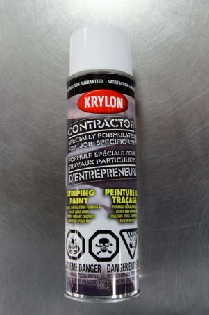 Spray Paint, Krylon Striping, Solvent Base, Inverted Spray, White, 510 gram