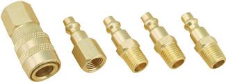 Coupling Set, 5-piece, for Pneumatic Tools, Brass, Prosource