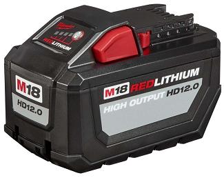 Battery for Cordless Tools, M18 Red Lithium, 12.0 amp-hours, Milwaukee