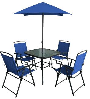 Patio Set, 6-Piece, Folding Sling Chairs, Table, Umbrella, 