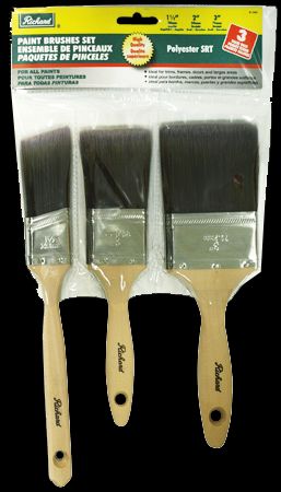 Paint Brush Set, Richard, Wood Handle, Polyester, 3pc