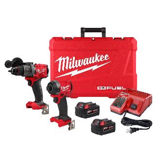 Drill/Impact Driver Set, Cordless 18 volt, Milwaukee M18 Fuel (2x 5.0 Ah batteries, charger, bag)