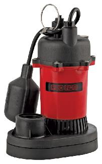 Sump Pump, Submersible, 1/3 hp / 3200 gph max, Thermoplastic Case w/Tethered Float, Red Lion