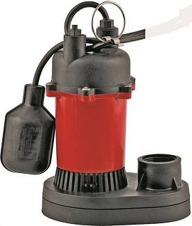 Sump Pump, Submersible, 1/2 hp / 3600 gph max, Thermoplastic Case w/Tethered Float, Red Lion