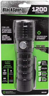 Flashlight, LED Tactical, 1200 Lumen, BLACK, Blackspur (Rechargeable or 3x AAA batteries not incl)