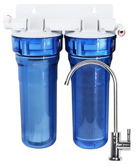 Residential Water Filter, Two-Cartridge w/Faucet, Rainfresh