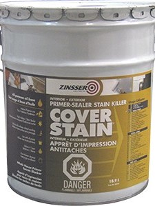 Primer/Sealer, Int/Ext, Zinsser Cover Stain, Oil-Base, WHITE, 18.9 liter