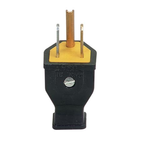 Electrical Plug, 3-Prong, Thermoplastic, 15 Amp/125 Volt, BLACK