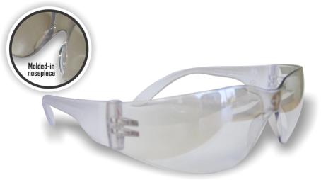 Safety Glasses, One-Piece Wrap- Around, CLEAR