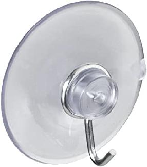 Suction Cup Hook, Large, Clear, 3/pkg (2 lb max capacity)
