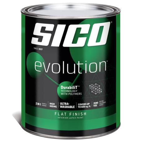 Interior Paint, Latex, SICO EVOLUTION, Flat, White Base-1, 946 ml