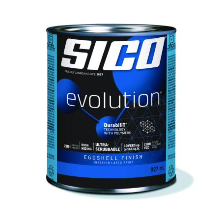 Interior Paint, Latex, SICO EVOLUTION, Eggshell, White Base-1, 946 ml