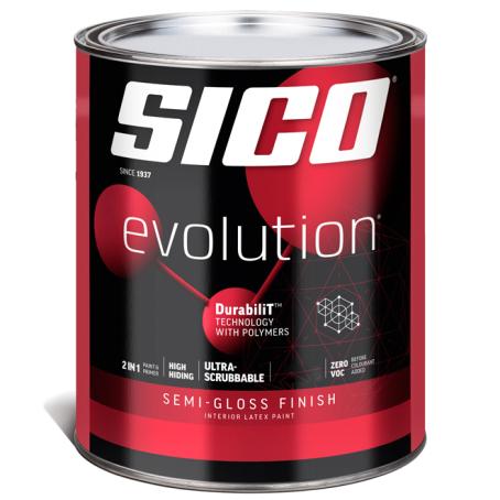 Interior Paint, Latex, SICO EVOLUTION, Semi-Gloss, White Base-1, 946 ml