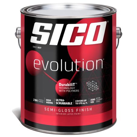 Interior Paint, Latex, SICO EVOLUTION, Semi-Gloss, Base-1, 3.78 liter