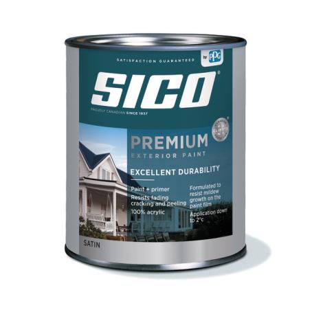 Paint, Exterior, Acrylic Latex, SICO PREMIUM, Satin, Pure White, 946 ml