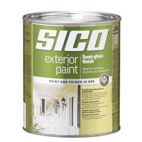 Paint, Exterior, Acrylic Latex, SICO PREMIUM, Semi-Gloss, Pure White, 946 ml