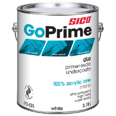 Primer/Sealer/Undercoater, Interior, Latex, SICO GOPRIME DUO, White, 3.78 liter