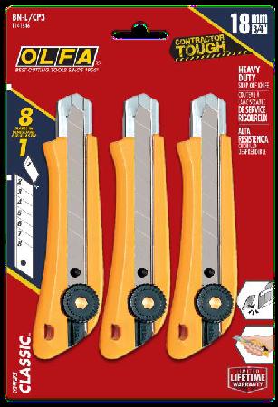 Utility Knife Multi-Pack, Olfa, 3/pkg, Olfa (uses 18mm snap-off blades)
