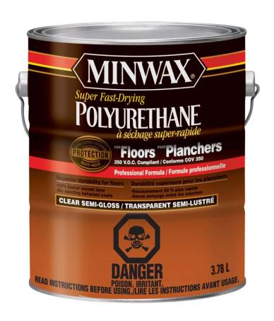 Floor Finish, Fast-Dry Polyurethane, Semi-Gloss, 3.78 liter, Minwax