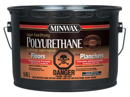 Floor Finish, Fast-Dry Polyurethane, Semi-Gloss, 9.45 liter, Minwax