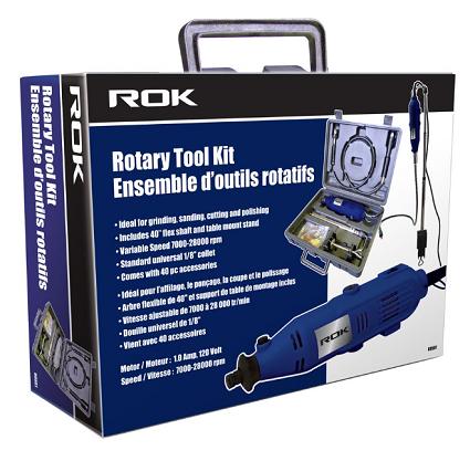 Rotary Hobby Tool, w/ Flex Shaft & Hook, 40 pc kit, ROK