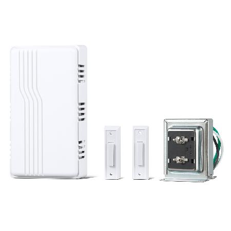 Door Chime Kit, 16-Volt Wired-In, Two-Tone Chime, Chime/Tramnsformer/2x Buttons, WHITE, Heath