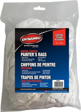 Painters Rags, Dynamic, Recycled White Cotton, 1 lb (0.45 kg)