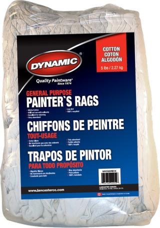 Painters Rags, Dynamic, Recycled White Cotton, 5 lb (2.26 kg)