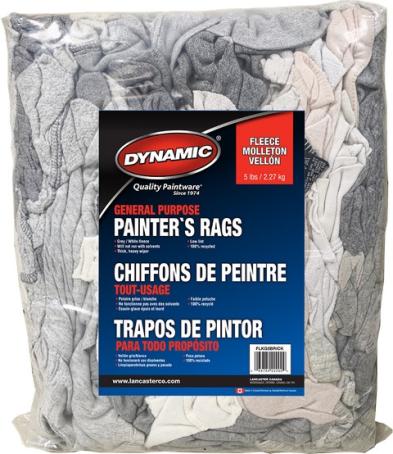 Painters Rags, Dynamic, Recycled Grey/White Fleece, 5 lb (2.26 kg)