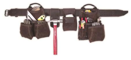 Carpenter Apron, Full-Grain Leather, 8x Large - 3x Small Pockets, Kunys