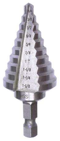 Step Drill Bit, 10 Step: 1/4