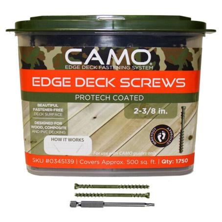 Deck Screw, CAMO Trimhead, ProTech Coated,  w/2 Driver Bit, 2-3/8